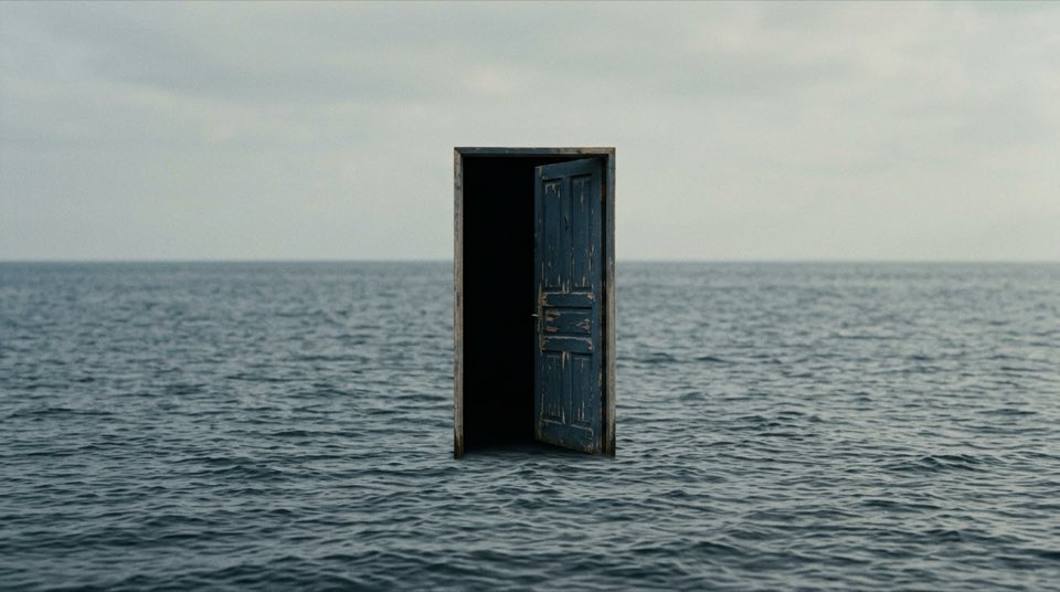 A [object] standing alone in [impossible environment], []…