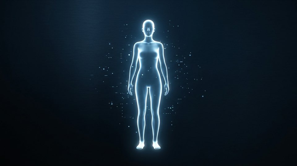 A sleek AI assistant avatar rendered as a glowing [form t…
