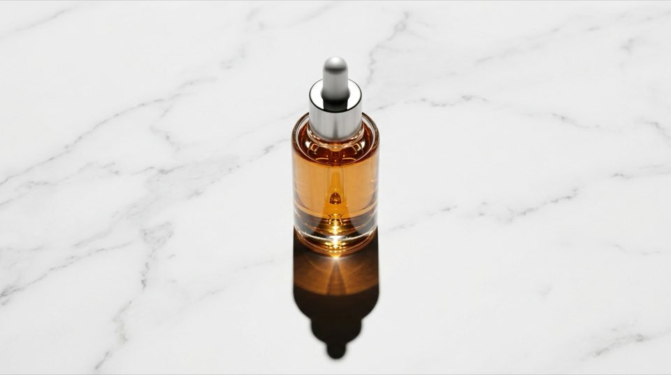 luxury skincare serum bottle ad