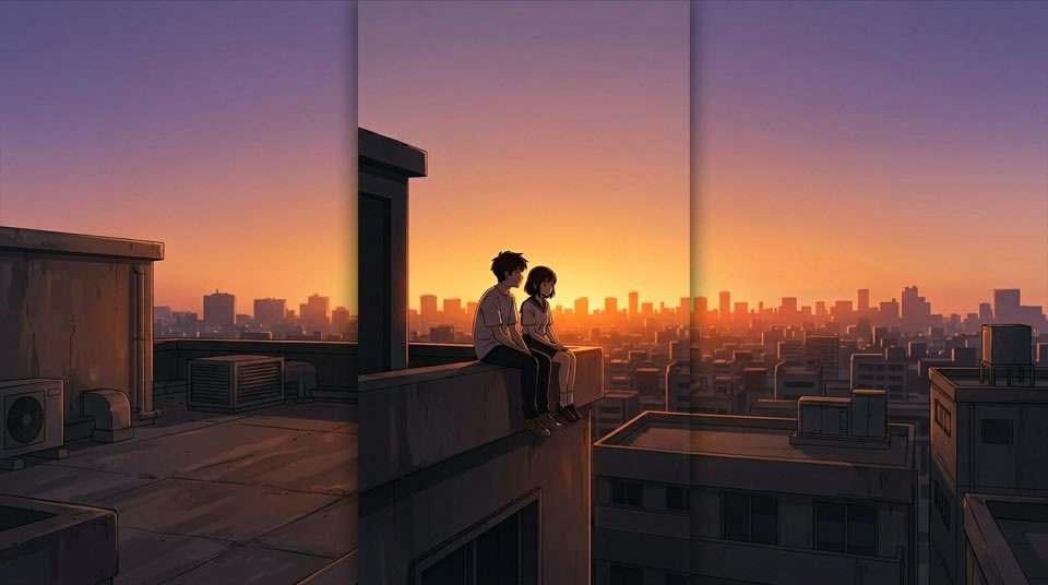 Anime-style [location] at [time of day], [] at mid-distan…