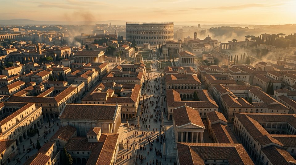 Aerial view of [historical or fantasy setting], [] holdin…