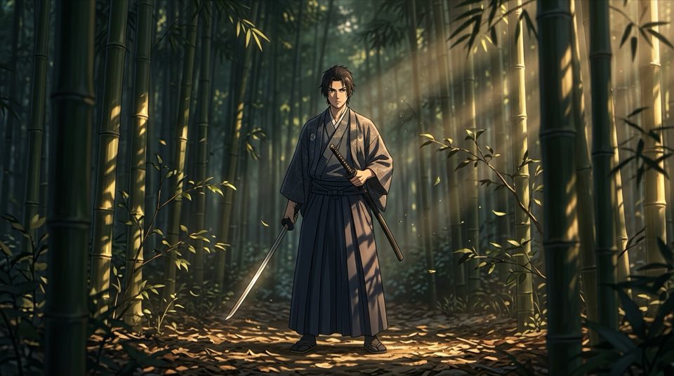 An anime [character archetype] in a [environment], [] wid…