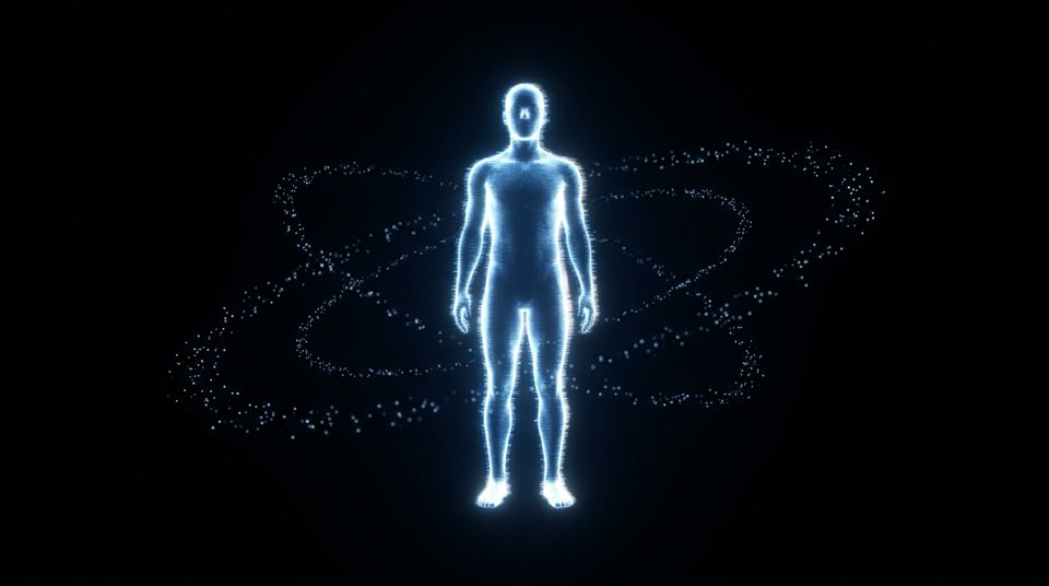 AI avatar as [form type] in centre of frame, [] medium sh…