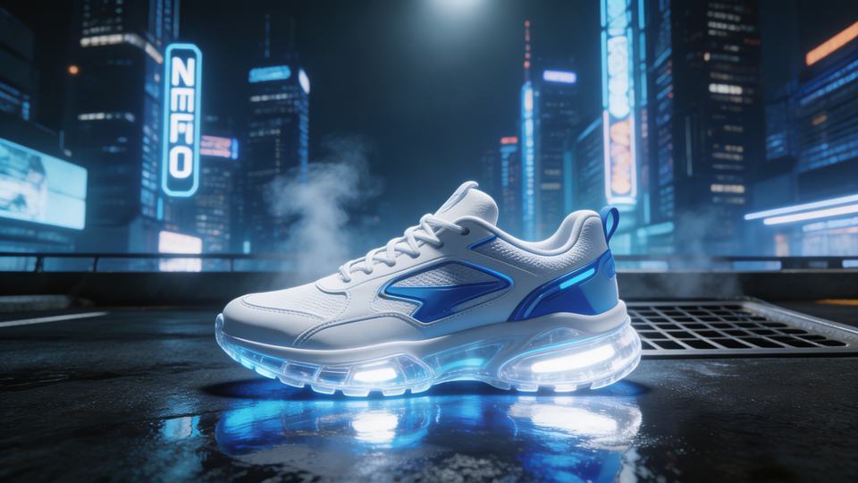 futuristic sneaker ad
