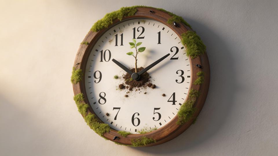 a clock becomes a small ecosystem