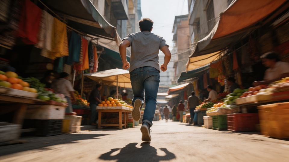 A [chase type] through [environment] — [] low and close b…