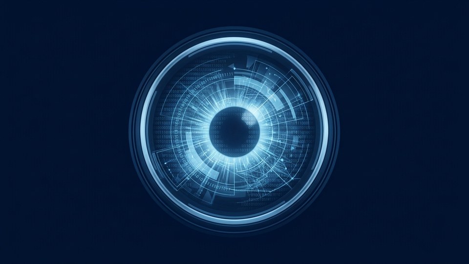 An AI avatar reduced to [essential visual element] only —…