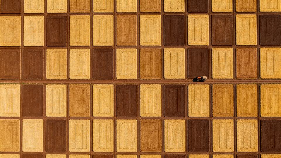 An overhead view of [geometric natural or urban pattern]…