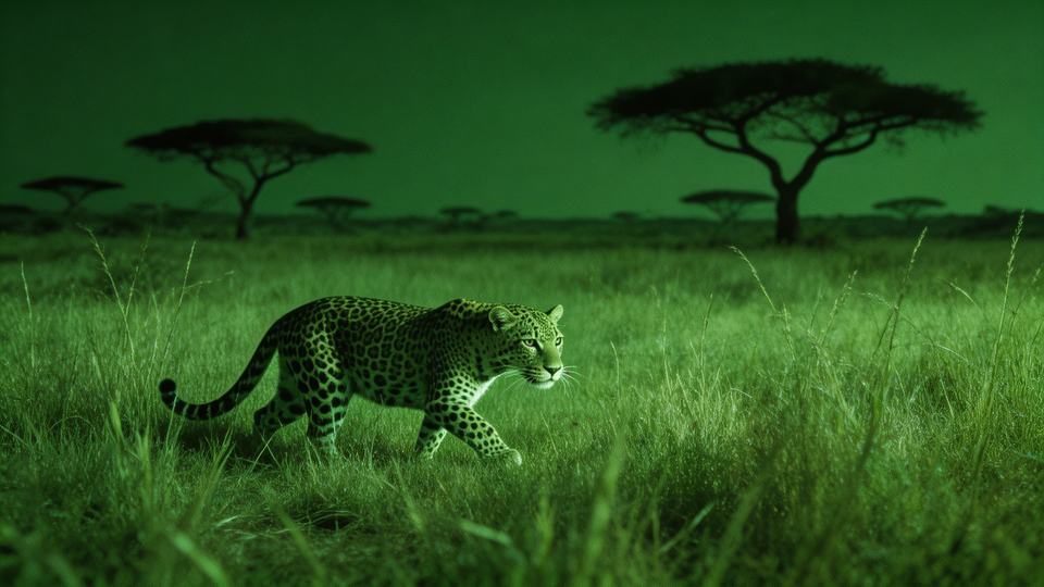 A [nocturnal or low-light species] in its [night or low-l…