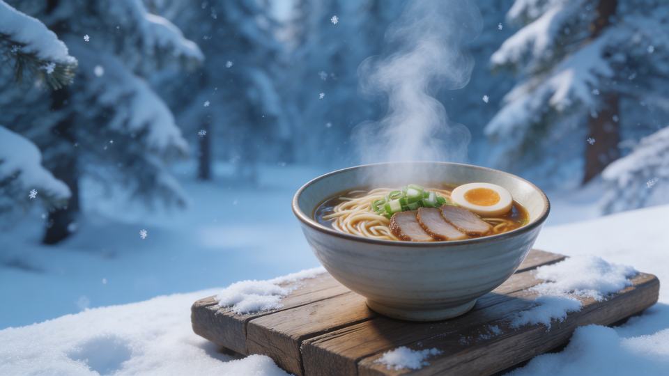 A [hot food or drink] in a [cold environment] — [] at clo…