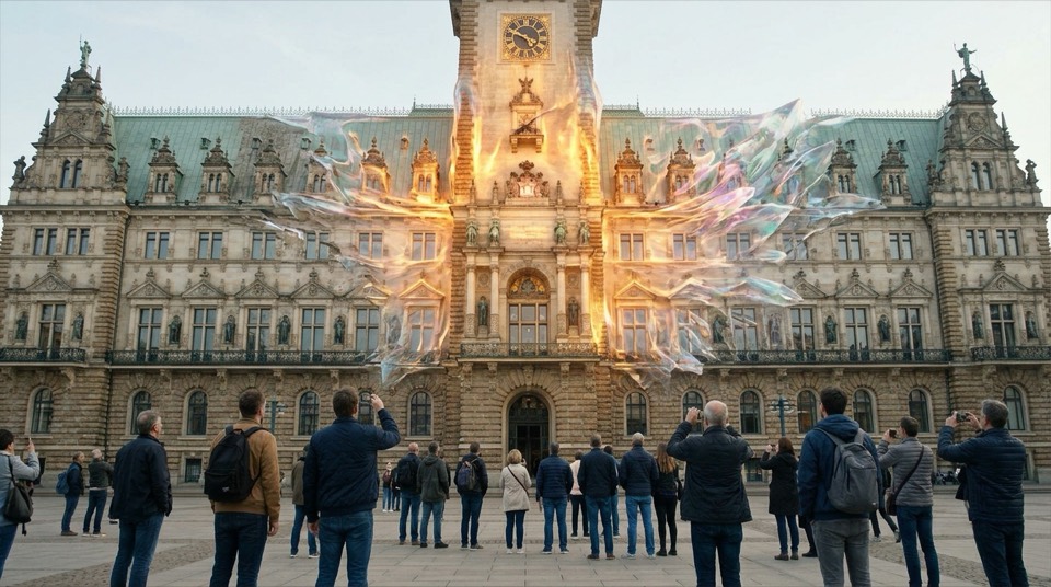 A [building type] undergoing [impossible material transfo…